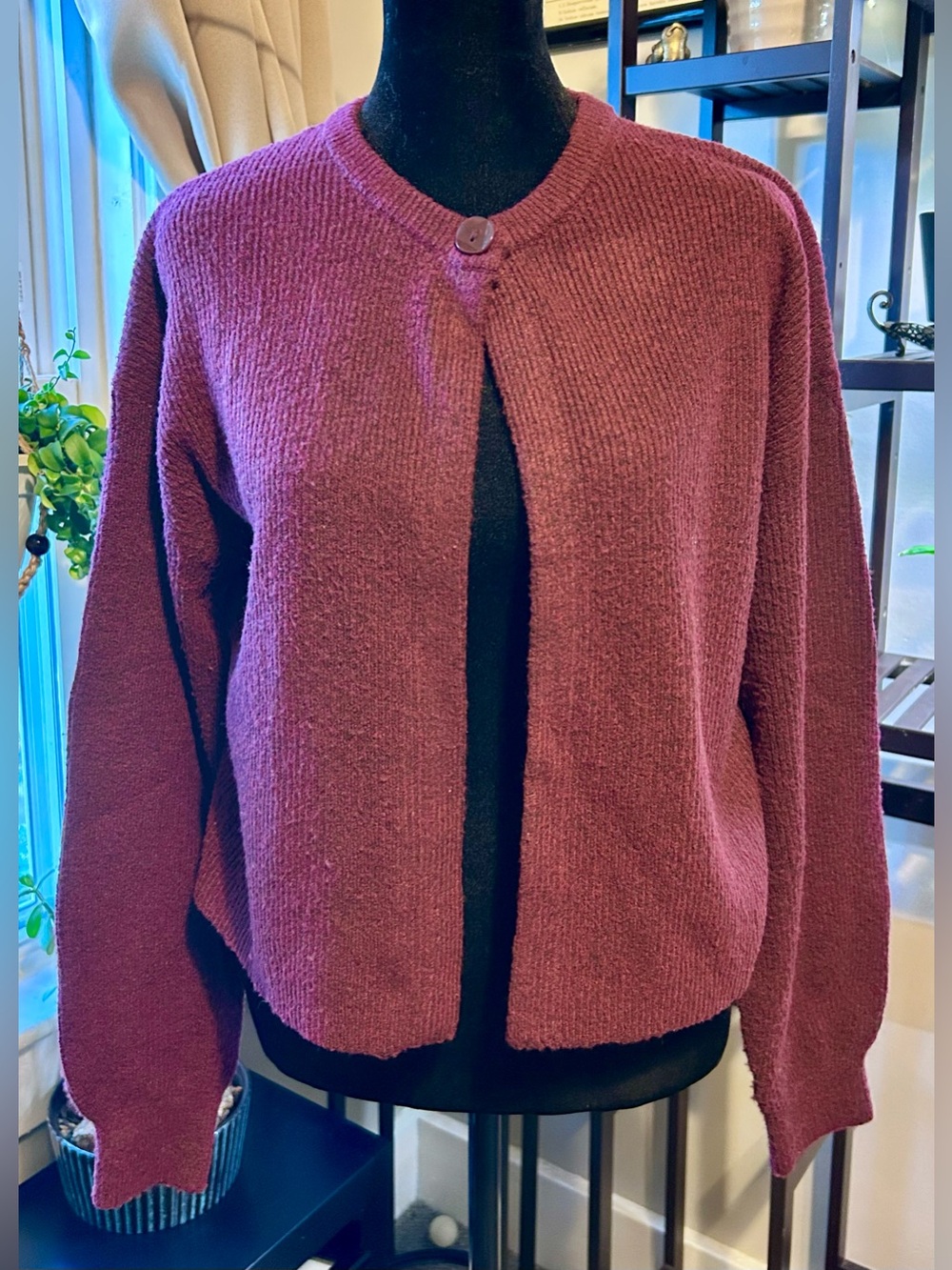 Women's Single-Button Cardigan Sweater - Mauve